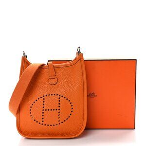 Hermes Taurillon Clemence Evelyne TPM Abricot Shoulder Bag Crossbody